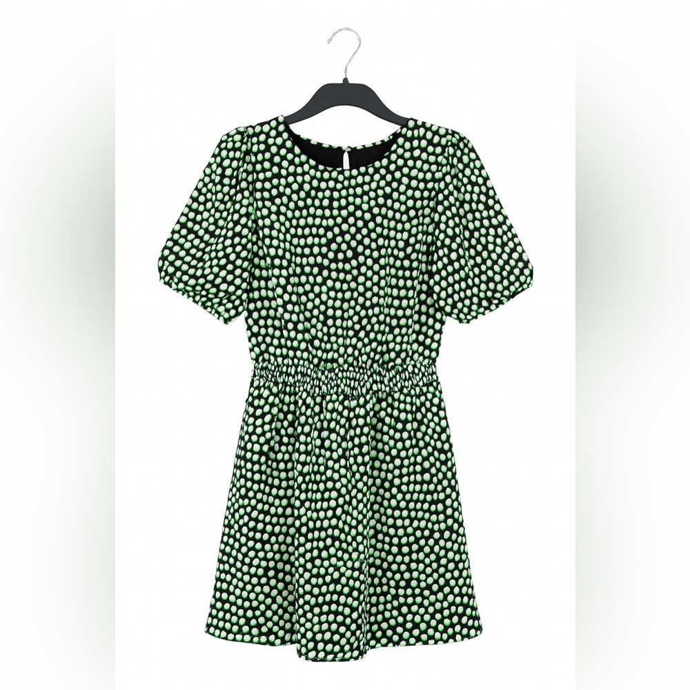Ann Taylor Petite Black/Green/White Patterned Dress – Size 10 Petite